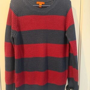Joe Fresh Red and Blue Striped Crewneck Sweater